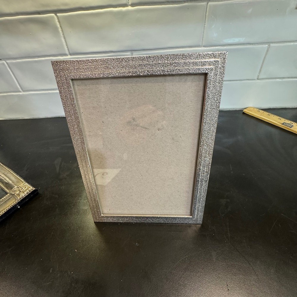 Nicole Miller Picture Frame Home 5x7 Silver Textured Glam Tabletop Decor